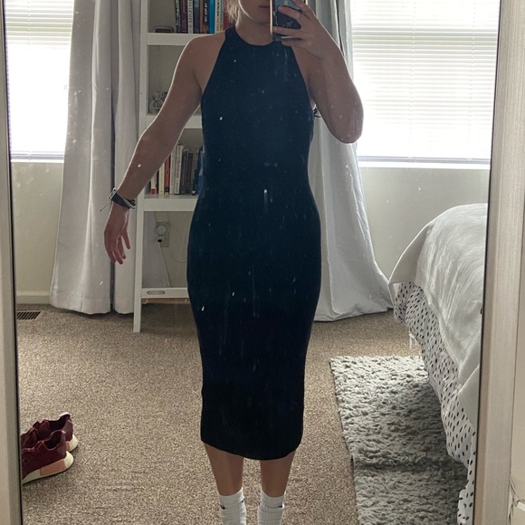Old Navy Ribbed Black Midi Dress - Picture 1 of 6